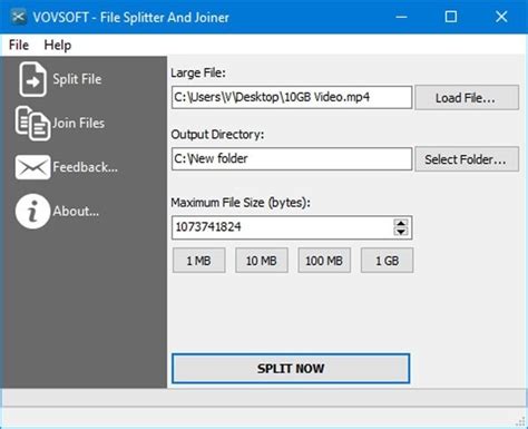 VovSoft File Splitter and